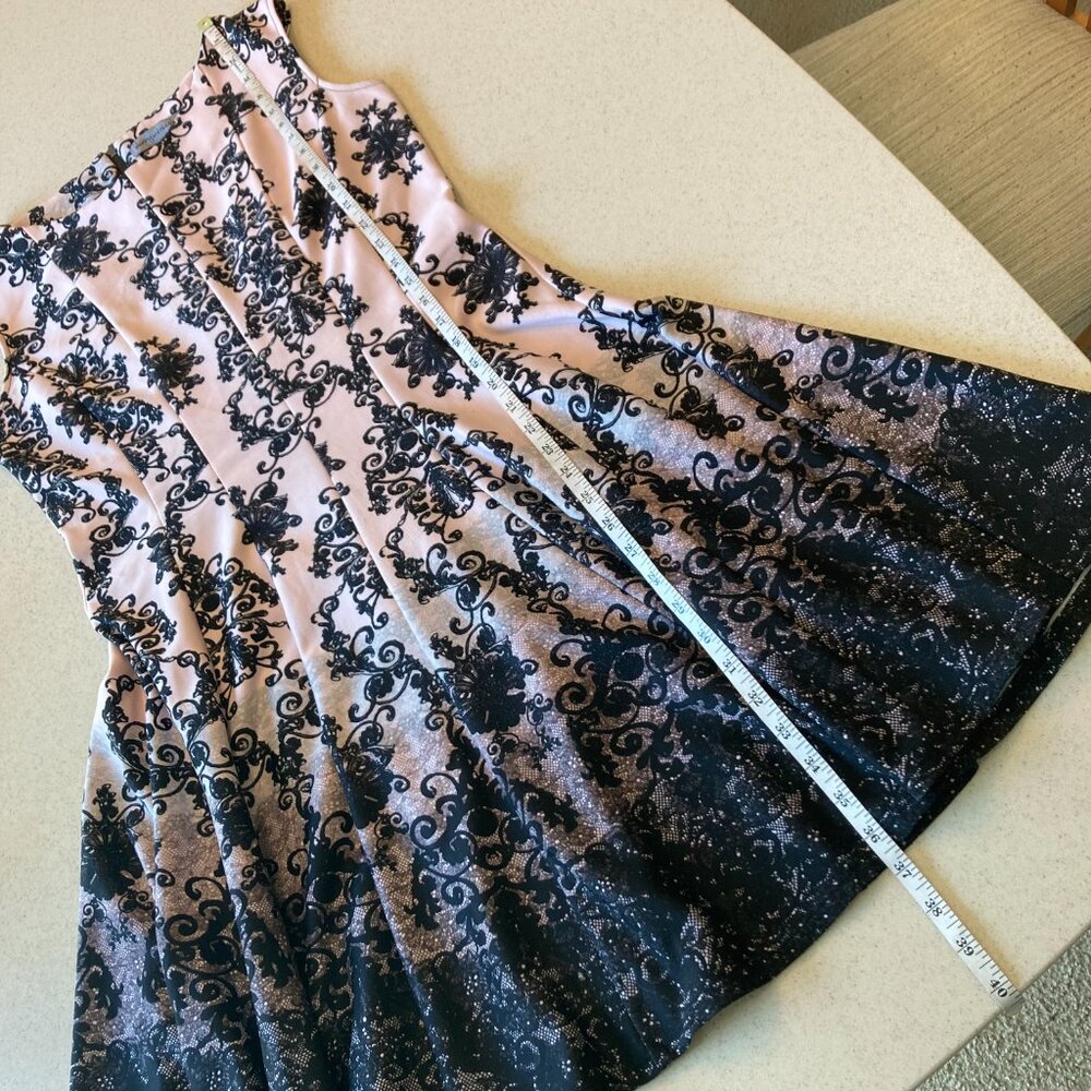 Danny & Nicole Dress Women Size 14 Black Gray Pink Fit & Flare - Picture 6 of 14